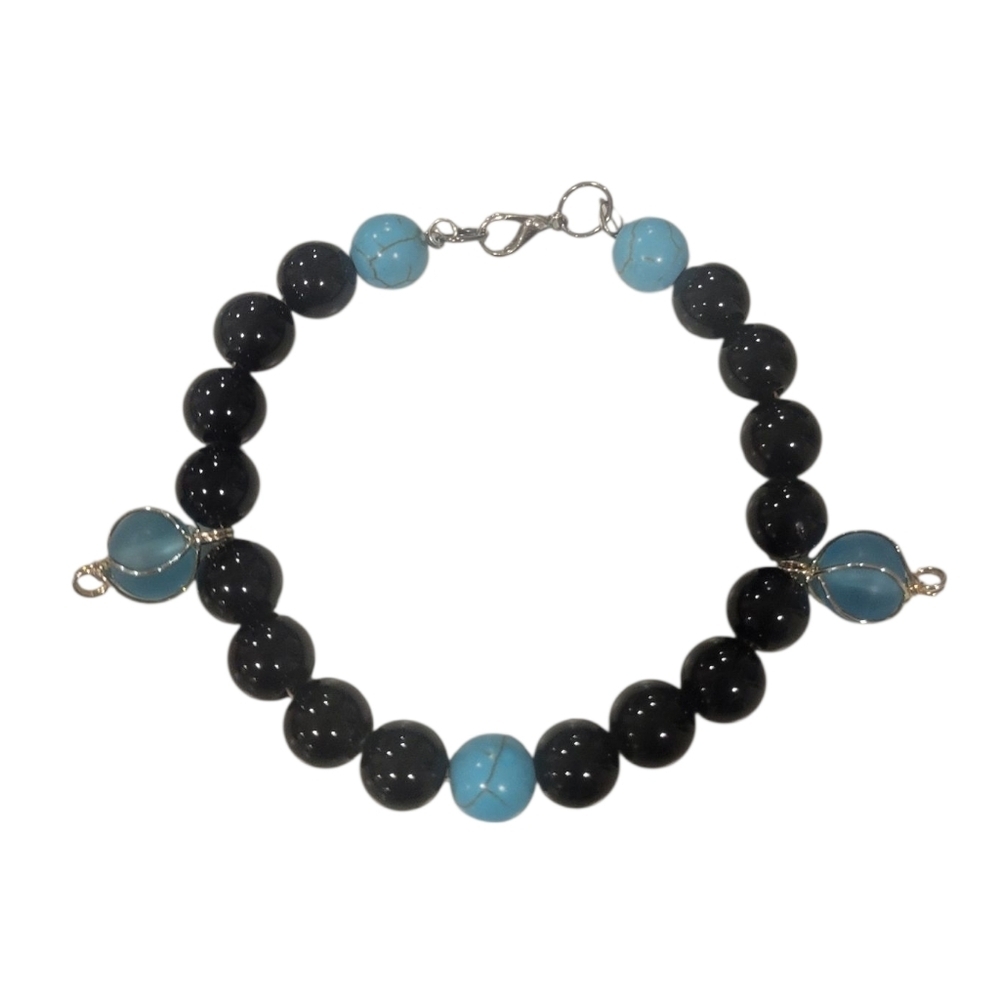 Black and Blue Moonstone Bracelet